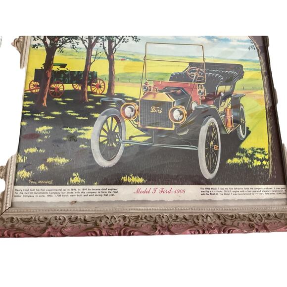 Antique Frame With Print Model T Paul Maxwell - Picture 10 of 11